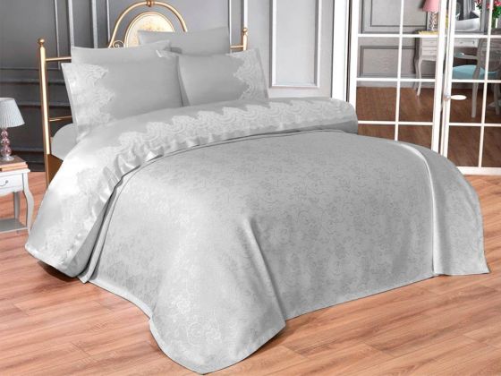 Dowry World Betül Pique Set With French Guipure Gray