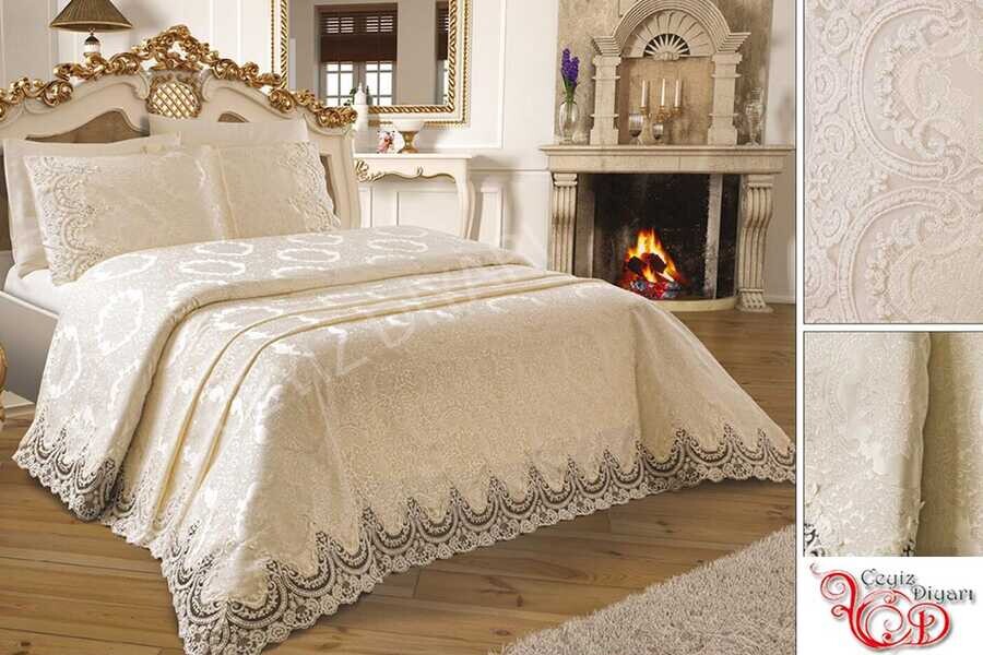 Dowry World - Dowry World French Laced Jasmine Pique Set Cream Dowry World - Dowry World French Laced Jasmine Pique Set Cream