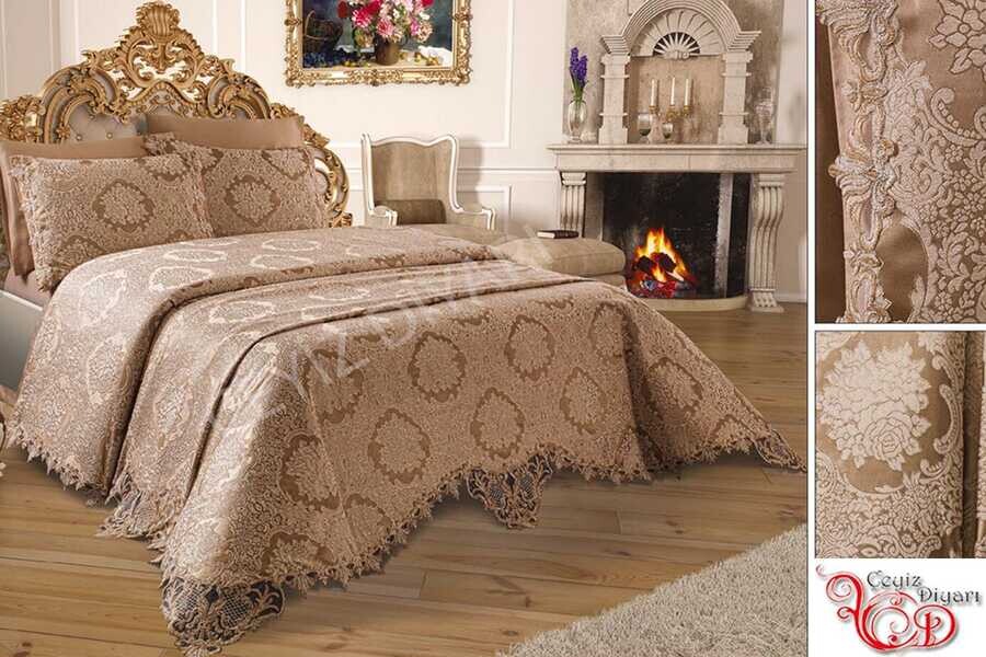 Dowry World - Dowry World French Laced Mariah Pique Set Beige Dowry World - Dowry World French Laced Mariah Pique Set Beige