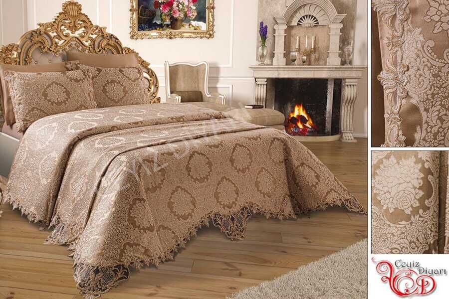  Dowry World French Laced Mariah Pique Set Beige