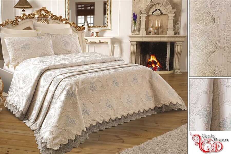 Dowry World - Dowry World French Guipure Victorian Pique Set Aqua Cream Dowry World - Dowry World French Guipure Victorian Pique Set Aqua Cream