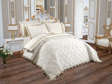 Çeyiz Diyarı - Dowry Diyari Hayat 9 Piece Cotton Quilted Bridal Set Cream Çeyiz Diyarı - Dowry Diyari Hayat 9 Piece Cotton Quilted Bridal Set Cream
