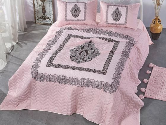 Dowry World Hollis Quilted Double Bedspread Powder