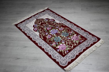 Dowry World Inavich Woven Prayer Rug Burgundy - Thumbnail