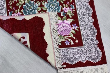 Dowry World Inavich Woven Prayer Rug Burgundy - Thumbnail