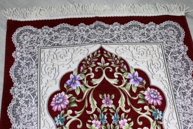 Dowry World Inavich Woven Prayer Rug Burgundy - Thumbnail