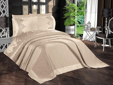 Çeyiz Diyarı - Dowry World Kristal 6 Piece Chenille Bedspread Set Cappucino