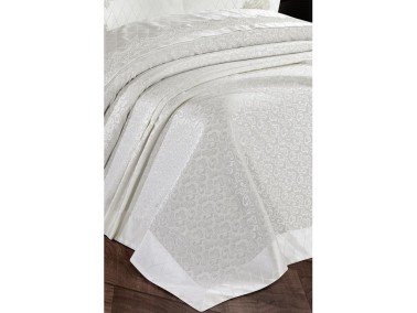 Dowry World Kristal 6 Piece Chenille Bedspread Set Cream - Thumbnail