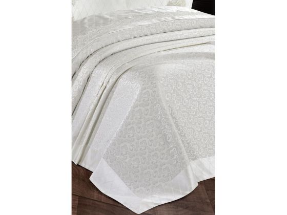 Dowry World Kristal 6 Piece Chenille Bedspread Set Cream