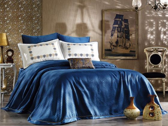 Dowry World Kumsal 7 Piece Pique Set Indigo Blue