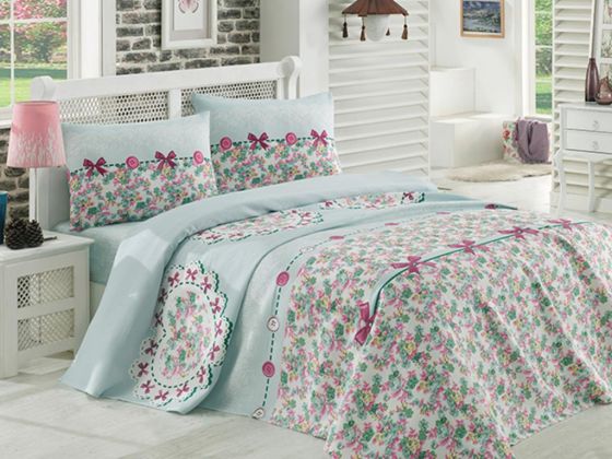 Dowry World Lovely Double Bedspread Mint