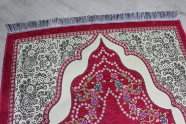 Dowry World Mira Woven Prayer Rug Plum - Thumbnail