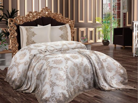 Dowry World Miray 6 Piece Pique Set Beige