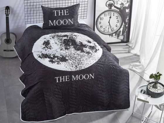 Dowry World Moon Quilted Single Bedspread Black