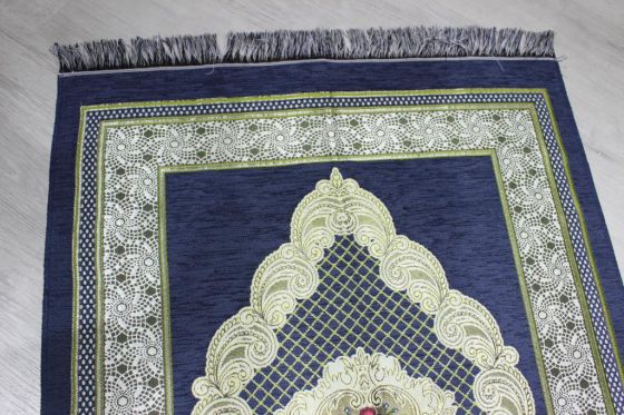 Dowry World Ravza Woven Prayer Rug Navy Blue