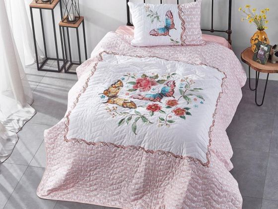 Dowry World Roxy Quilted Single Bedspread Powder