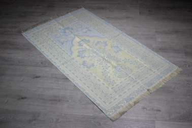 Dowry World Slub Woven Prayer's Rug - Blue - Thumbnail