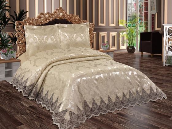 Dowry World Selvi 6 Piece Chenille Pique Set Beige