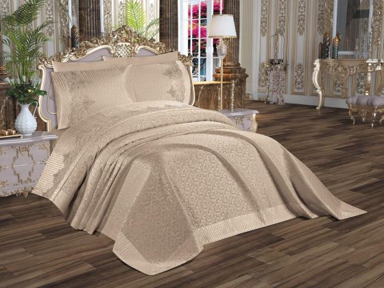 Dowry World Sevgi 6 Piece Chenille Bedspread Set Cappucino