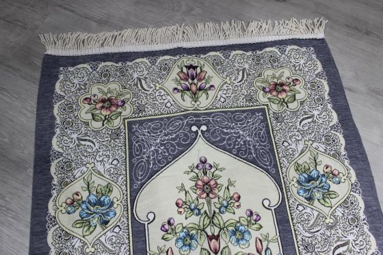 Dowry World Sultan Woven Prayer Rug Gray