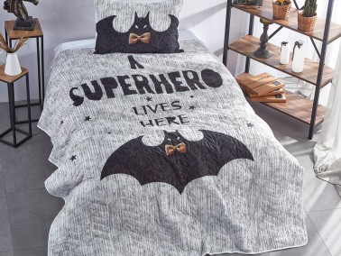 Çeyiz Diyarı - Dowry World Super Hero Quilted Single Bedspread Gray Çeyiz Diyarı - Dowry World Super Hero Quilted Single Bedspread Gray