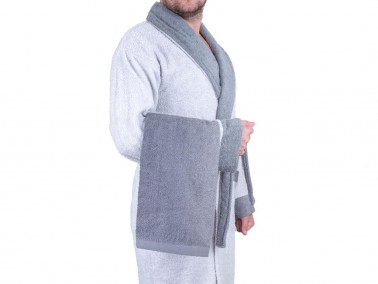 Dowry World True Match Cotton Bathrobe Set Gray Dried Rose - Thumbnail