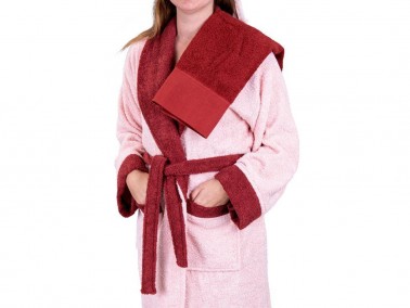 Dowry World True Match Cotton Bathrobe Set Linden Pink - Thumbnail