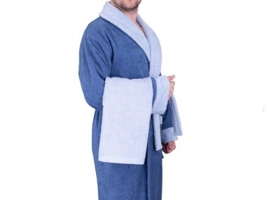 Dowry World True Match Cotton Bathrobe Set Indigo Raspberry - Thumbnail