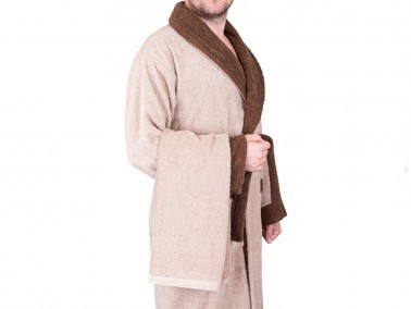 Dowry World True Match Cotton Bathrobe Set Brown Powder - Thumbnail