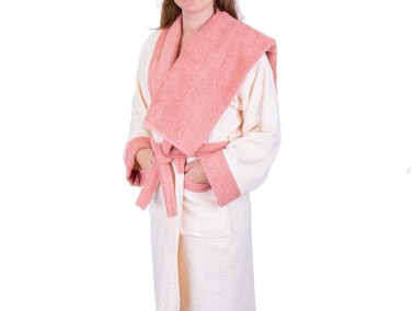 Dowry World True Match Cotton Bathrobe Set Brown Powder - Thumbnail