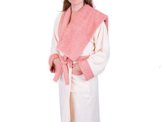 Dowry World True Match Cotton Bathrobe Set Brown Powder