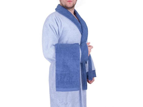 Dowry World True Match Cotton Bathrobe Set Blue Purple