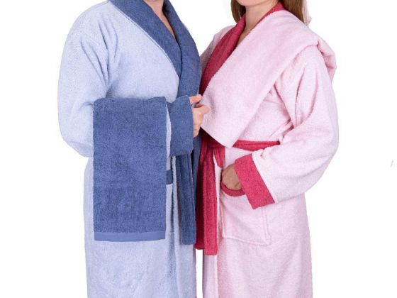 Dowry World True Match Cotton Bathrobe Set Blue Powder