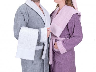 Dowry World True Match Cotton Bathrobe Set Metallic Purple - Thumbnail