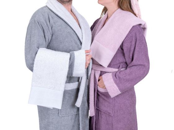 Dowry World True Match Cotton Bathrobe Set Metallic Purple