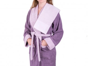 Dowry World True Match Cotton Bathrobe Set Metallic Purple - Thumbnail