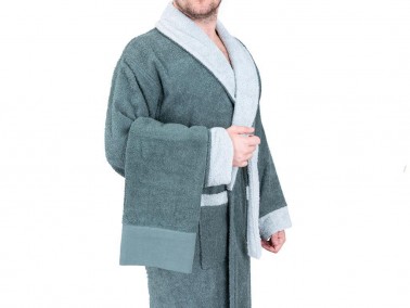 Dowry World True Match Cotton Bathrobe Set Green Tile - Thumbnail