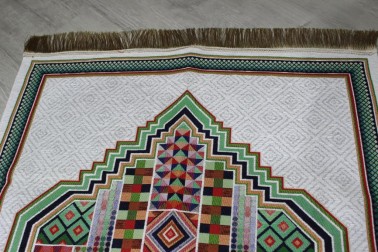 Dowry World Zigzag Woven Prayer Rug Cream - Thumbnail