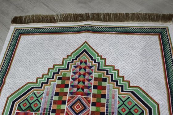 Dowry World Zigzag Woven Prayer Rug Cream