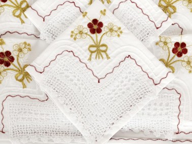 
Dowry Craft Lace Kitchen Set Clove Cream Maroon - Thumbnail