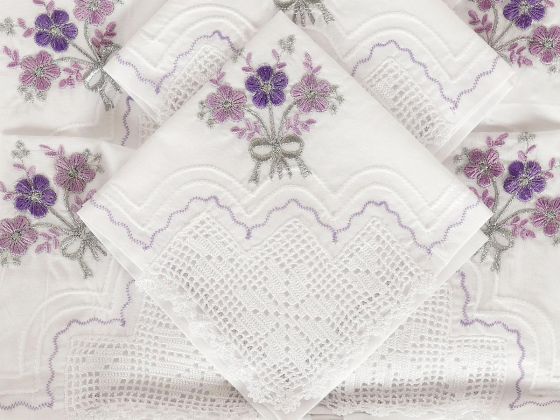 Clove Handmade Laced Kitchen Set Lilac - Silver