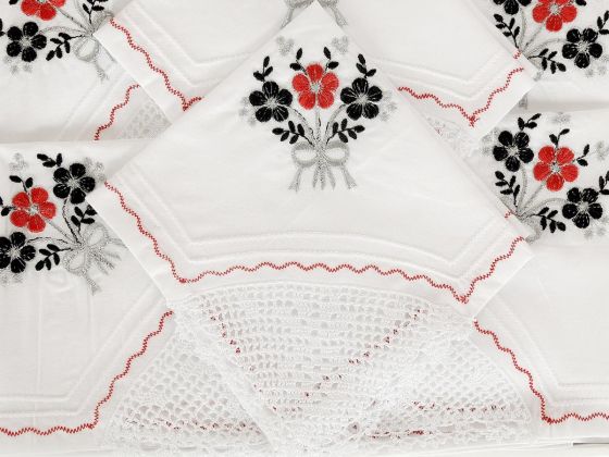 Dowry Handmade Lace Kitchen Set Clove Black Red