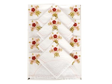 Daisy Handmade Laced Kitchen Set Burgundy - Pink - Thumbnail
