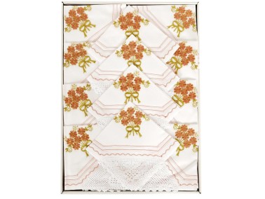 Çeyiz Diyarı - Dowry Handmade Lace Kitchen Set Daisy Brown Gold Çeyiz Diyarı - Dowry Handmade Lace Kitchen Set Daisy Brown Gold