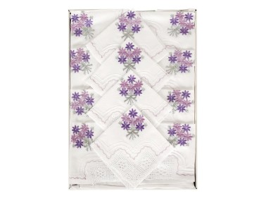 Flowers Handmade Lace Kitchen Set Lilac - Thumbnail