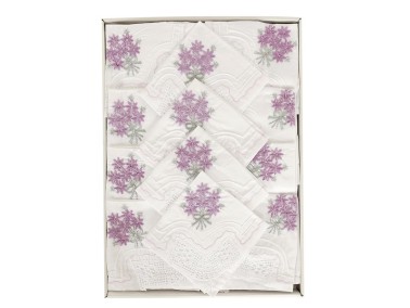 Çeyiz Diyarı - Flowers Handmade Lace Kitchen Set Lilac - Silver Çeyiz Diyarı - Flowers Handmade Lace Kitchen Set Lilac - Silver