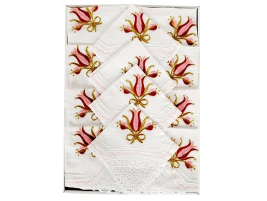 Tulip Handmade Laced Kitchen Set Burgundy - Thumbnail