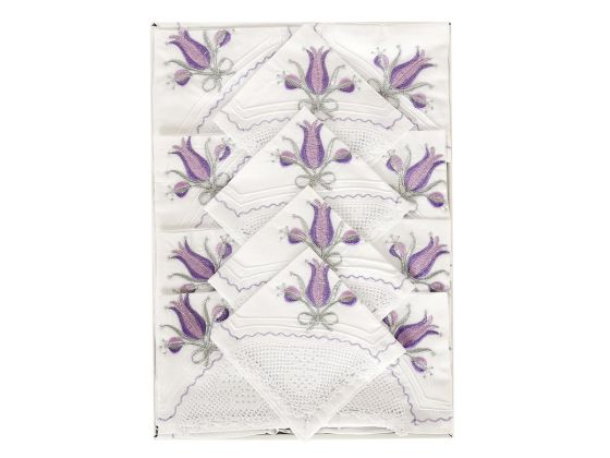 Tulip Handmade Laced Kitchen Set Lilac - Silver