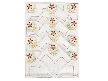 Çeyiz Diyarı - Dowry Craft Lace Kitchen Set Wind Maroon Gold Çeyiz Diyarı - Dowry Craft Lace Kitchen Set Wind Maroon Gold