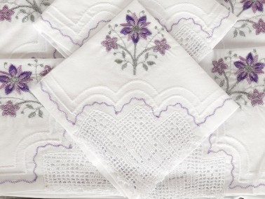 Wind Handmade Laced Kitchen Set Lilac - Silver - Thumbnail